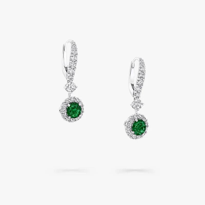 Emerald & Pavé Diamond Stud Earrings – Lab Emerald, IGI Certified Lab Diamonds, 18K Gold