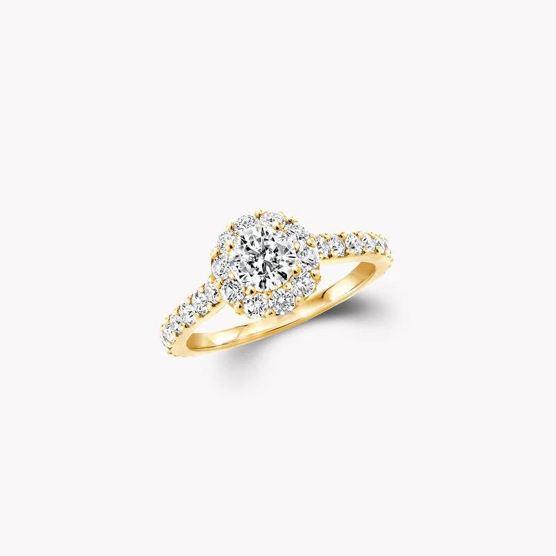 Round Lab Diamond Halo Engagement Ring 1.86 Carat – 18K Gold