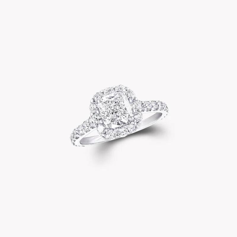 Cushion Cut Lab Diamond Pavé Ring 5.76 Carat – 4.02 CT Center, 18K Gold