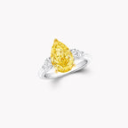 3.5 Carat Pear Shape IGI Certified Lab Diamond Ring with Side Stones – Two-Tone 18K Gold Engagement Ring