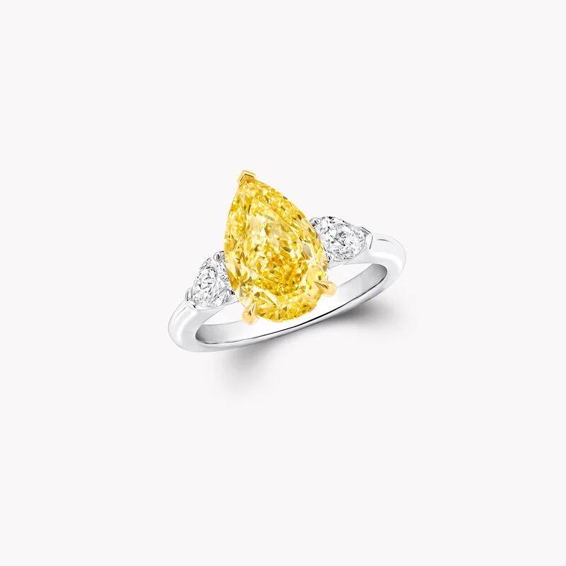 3.5 Carat Pear Shape IGI Certified Lab Diamond Ring with Side Stones – Two-Tone 18K Gold Engagement Ring