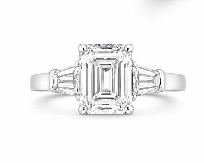 Emerald Cut Three-Stone Diamond Ring