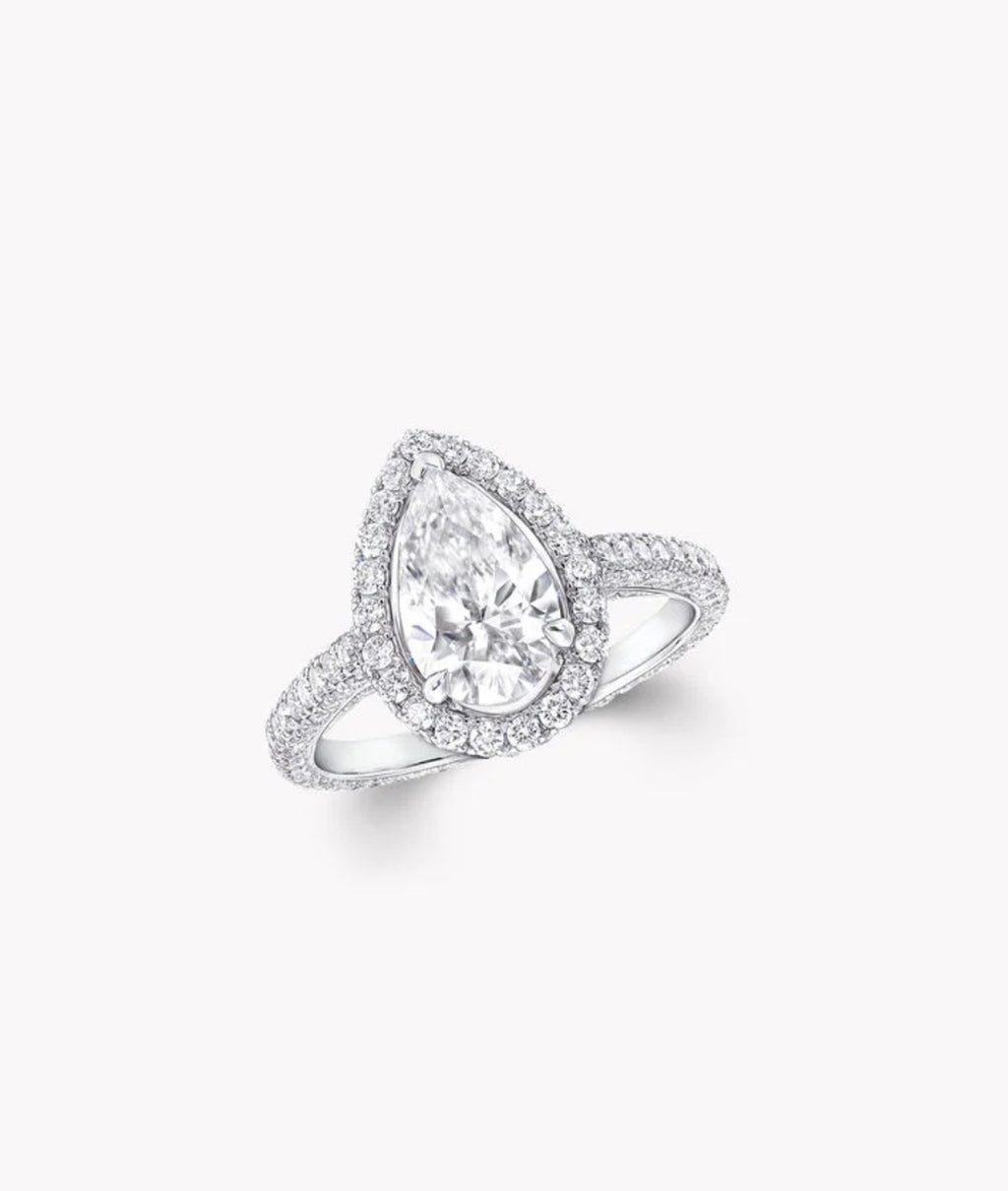 2.33 Carat Pear Cut Diamond Halo Engagement Ring