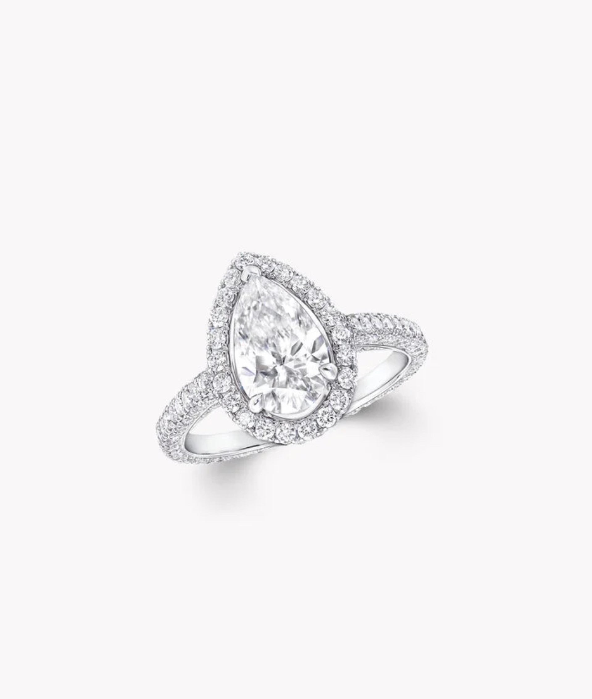 2.33 Carat Pear Cut Diamond Halo Engagement Ring