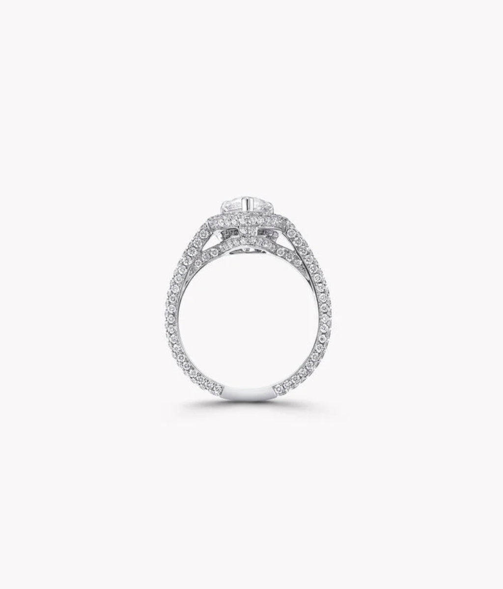 2.33 Carat Pear Cut Diamond Halo Engagement Ring