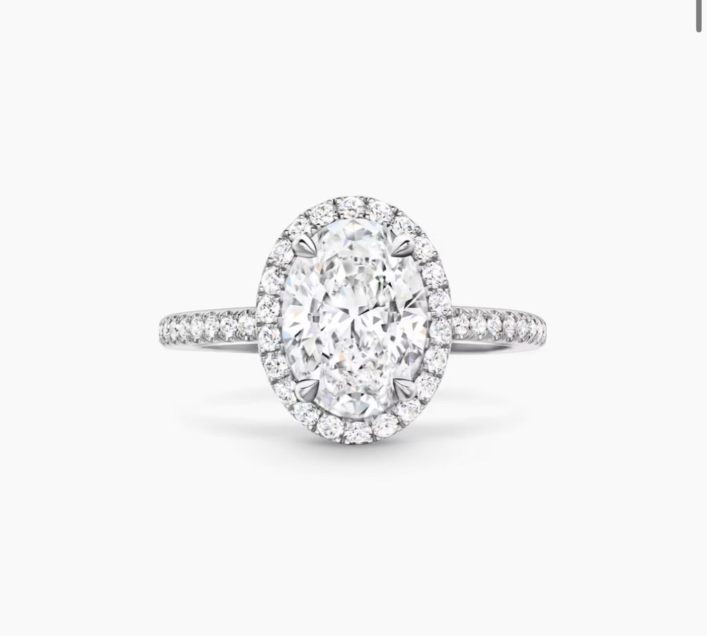 2.0 Carat Oval Halo Lab Diamond Ring – 18K Gold | IGI Certified