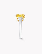 1.0 Carat Asscher Cut Fancy Vivid Yellow Lab Diamond Ring – Baguette Sides, 18K Gold | IGI Certified