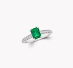 2.0 Carat Colombian Emerald Lab-Created Ring – Pavé Band, 18K Gold | IGI Certified