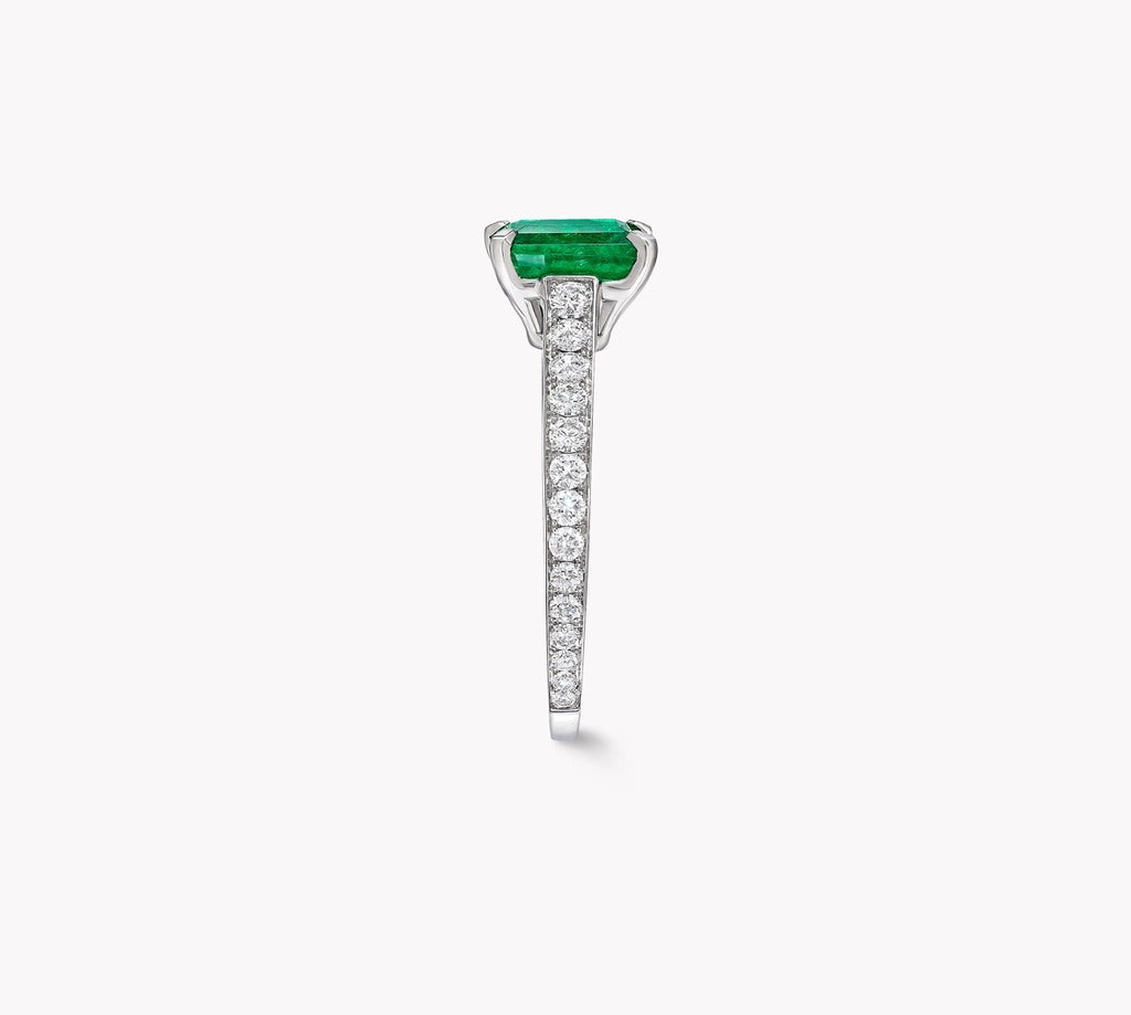 2.0 Carat Colombian Emerald Lab-Created Ring – Pavé Band, 18K Gold | IGI Certified