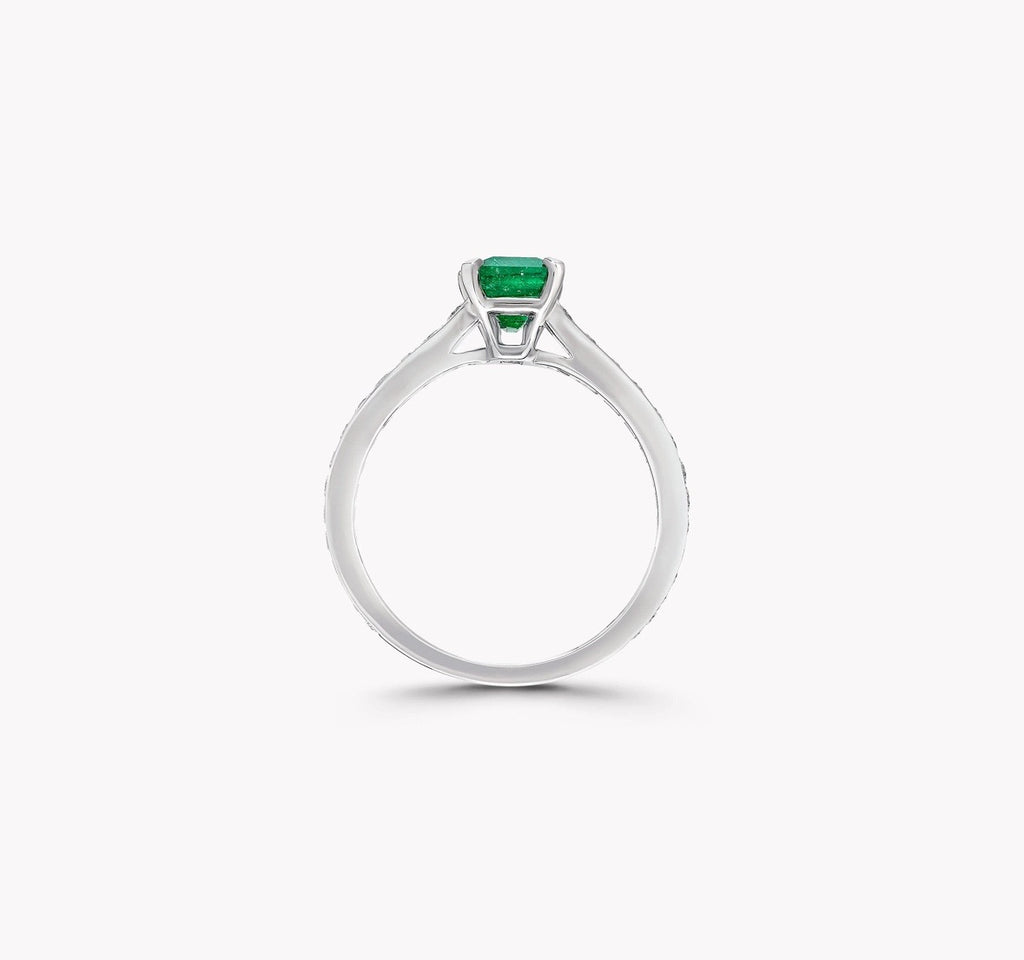 2.0 Carat Colombian Emerald Lab-Created Ring – Pavé Band, 18K Gold | IGI Certified