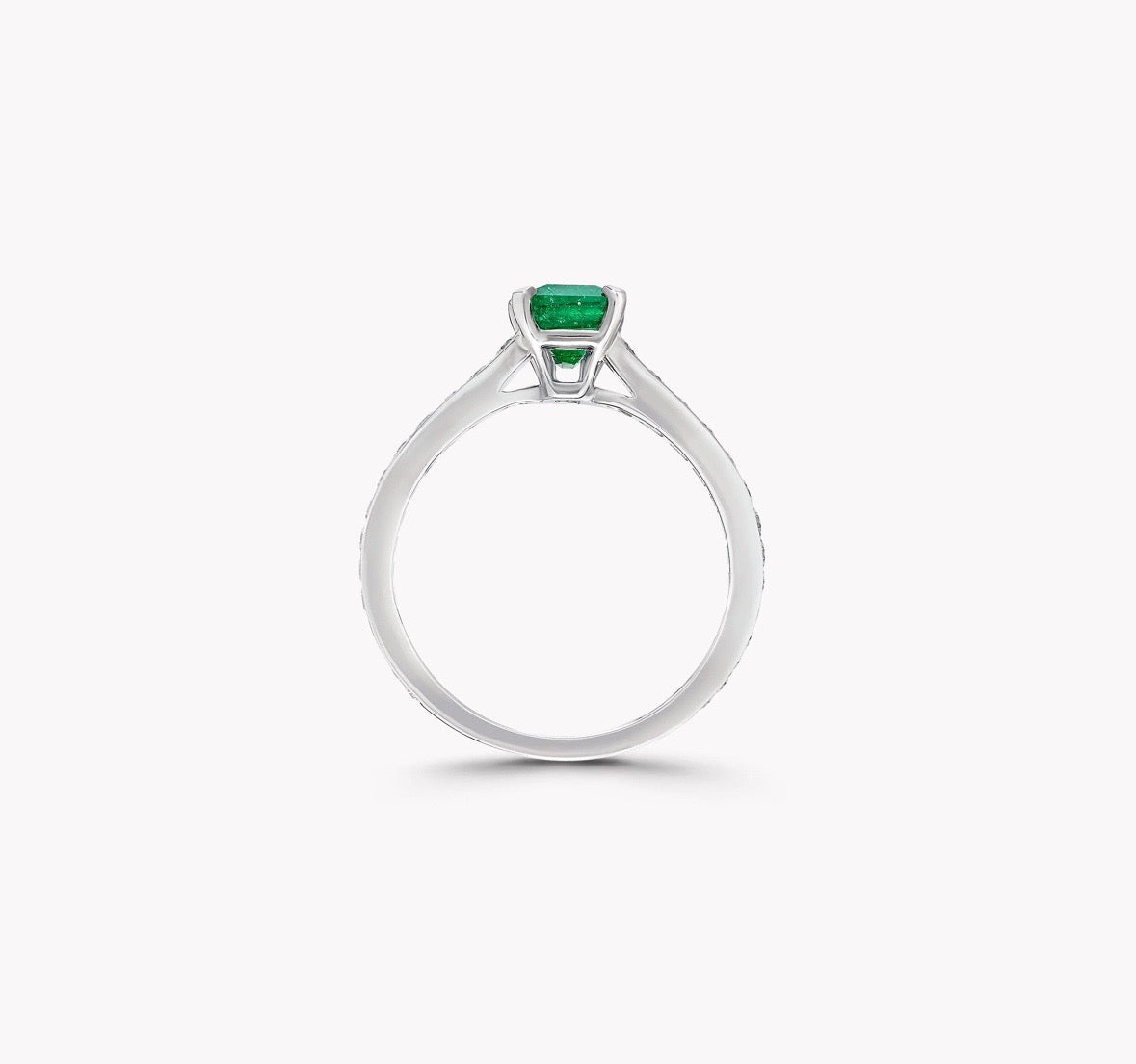 2.0 Carat Colombian Emerald Lab-Created Ring – Pavé Band, 18K Gold | IGI Certified